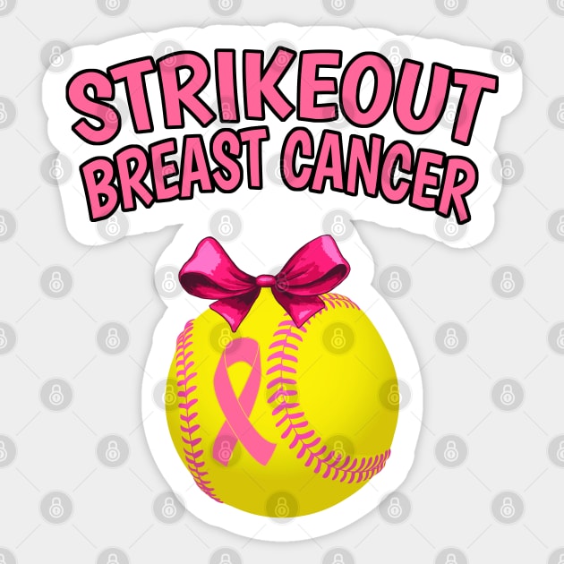 Strike Out Breast Cancer Awareness - Softball Pink Ribbon Sticker by Trade Theory